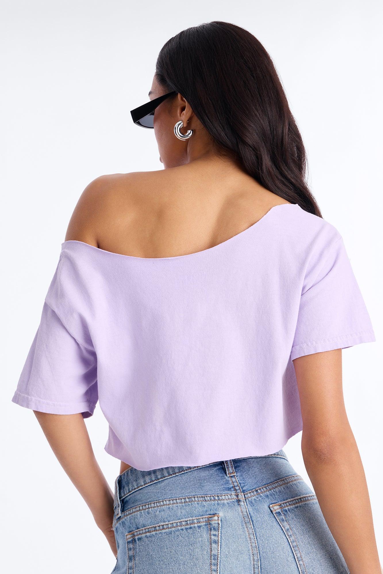 Nirvana Utero Off Shoulder Cropped Tee - Lavender Female Product Image
