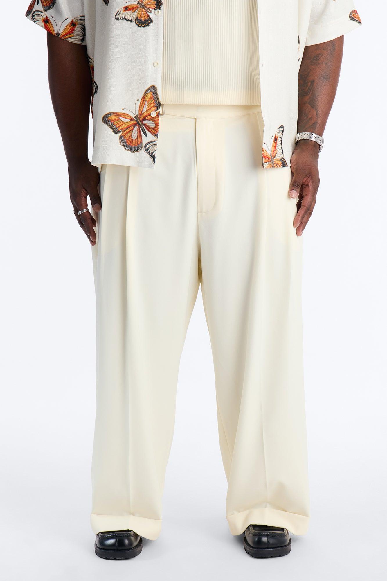 Wide Leg Vanderbilt Gurkha Trouser - Cream Male Product Image