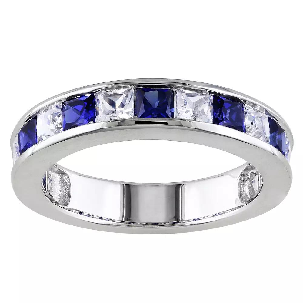 Stella Grace Sterling Silver Lab-Created Blue & White Sapphire Anniversary Band, Women's, Size: 5 Product Image