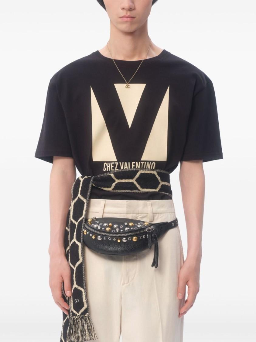 VALENTINO Crew Neck Short Sleeves T-shirts In Black Product Image