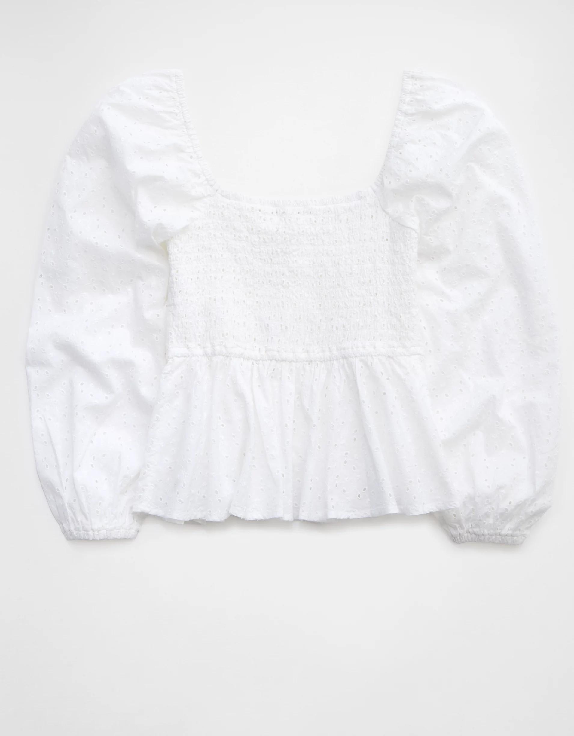 Aerie Long Sleeve Peplum Top Product Image
