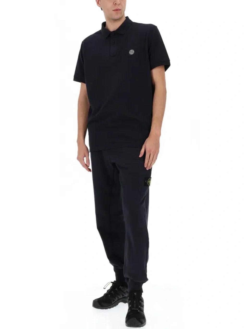 STONE ISLAND Mens Black Brand-patch Regular-fit Stretch-cotton Polo Shirt Xl Product Image