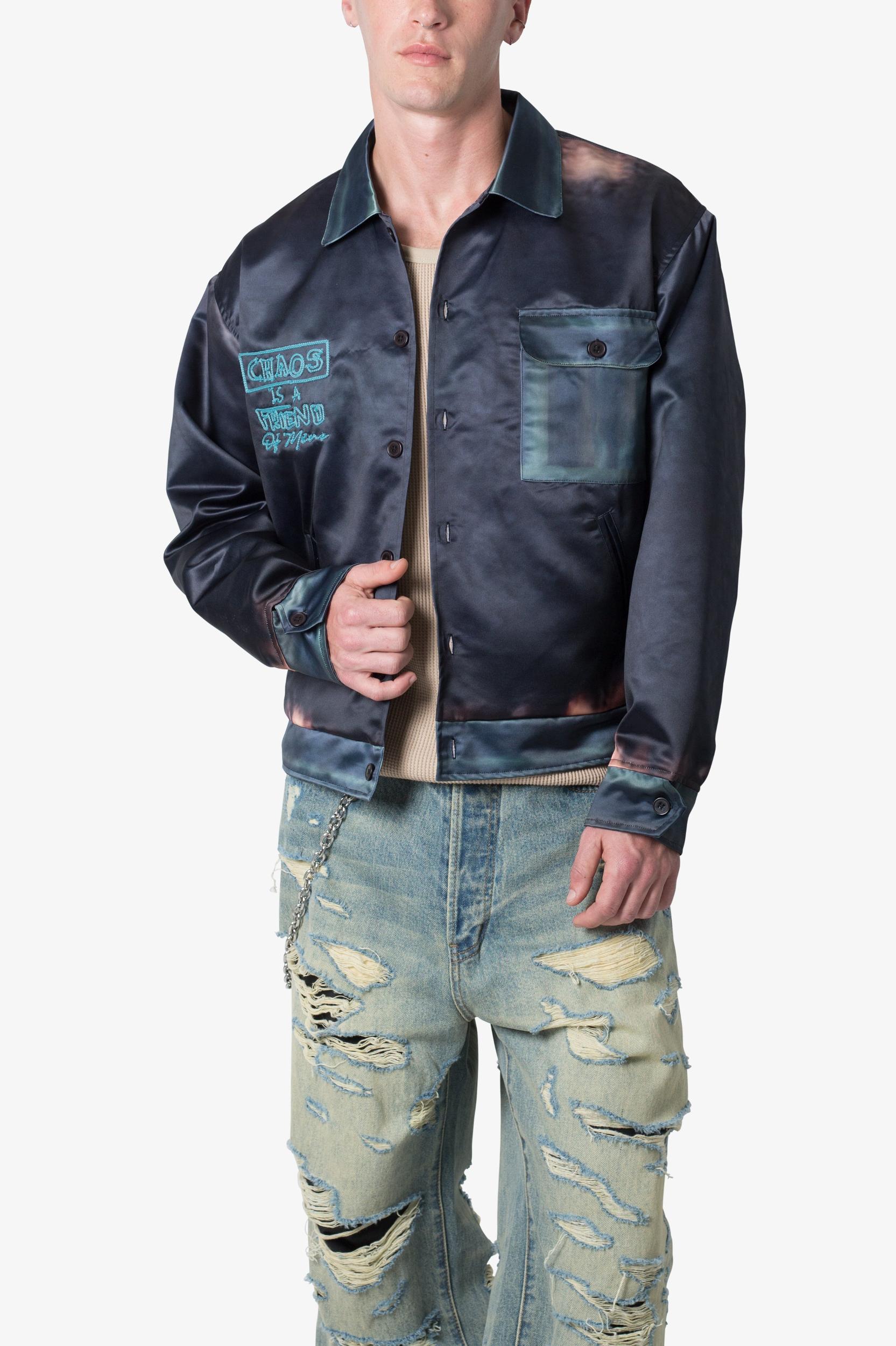 Satin Bomber Jacket - Washed Black Product Image