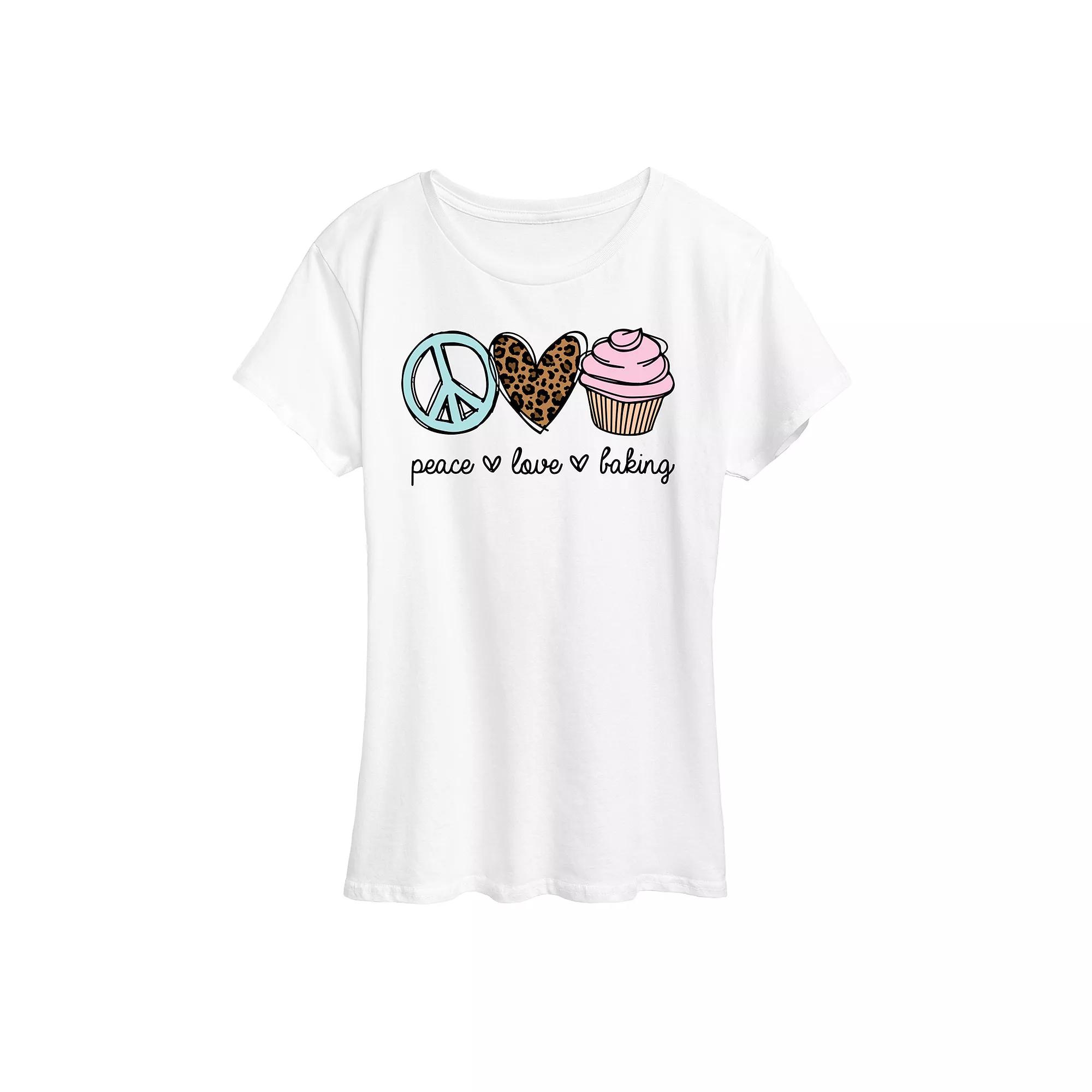 Women's Peace Love Baking Graphic Tee,  Product Image