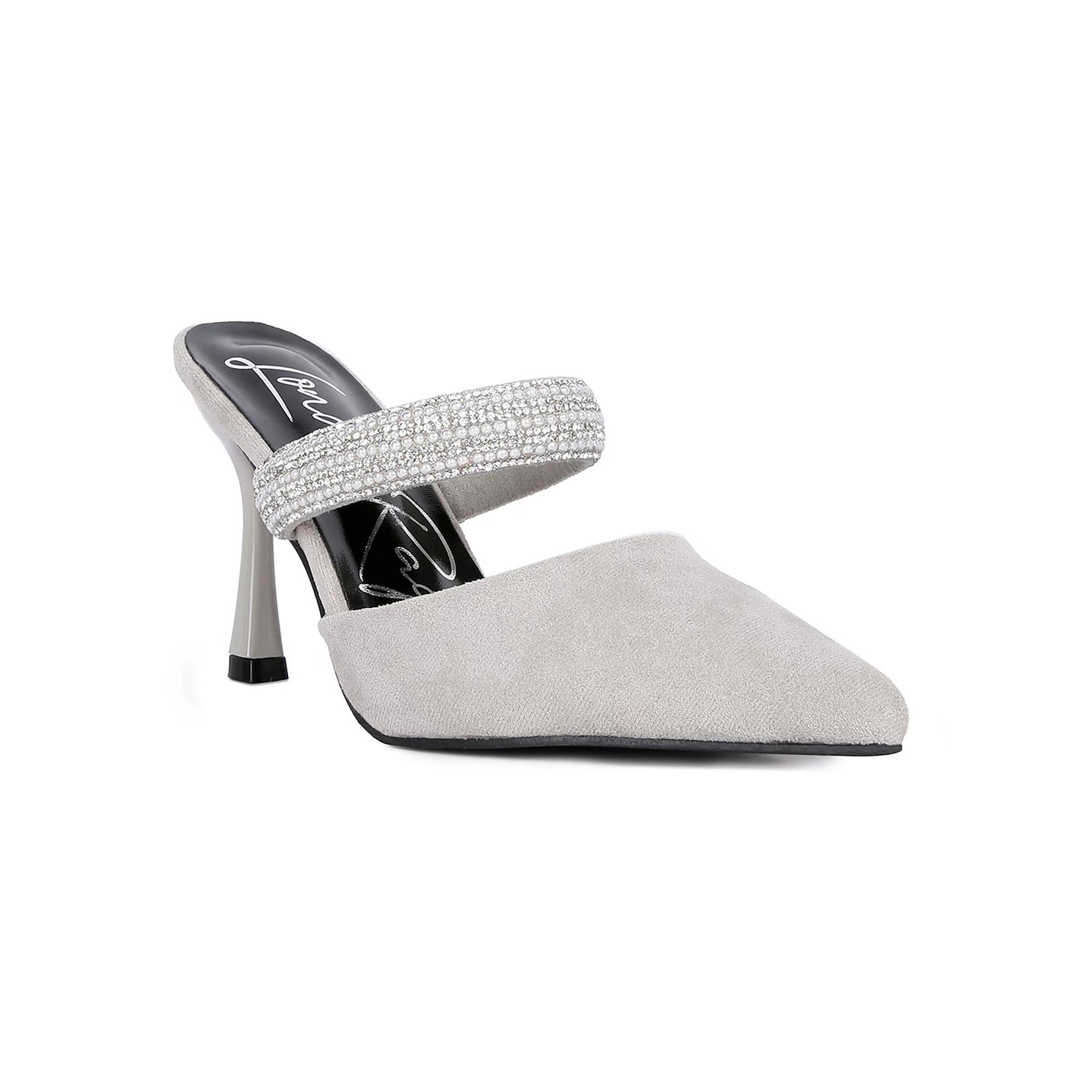 London Rag Fauci Women's Embellished-Strap Heeled Mules, Size: 6, Gray Product Image