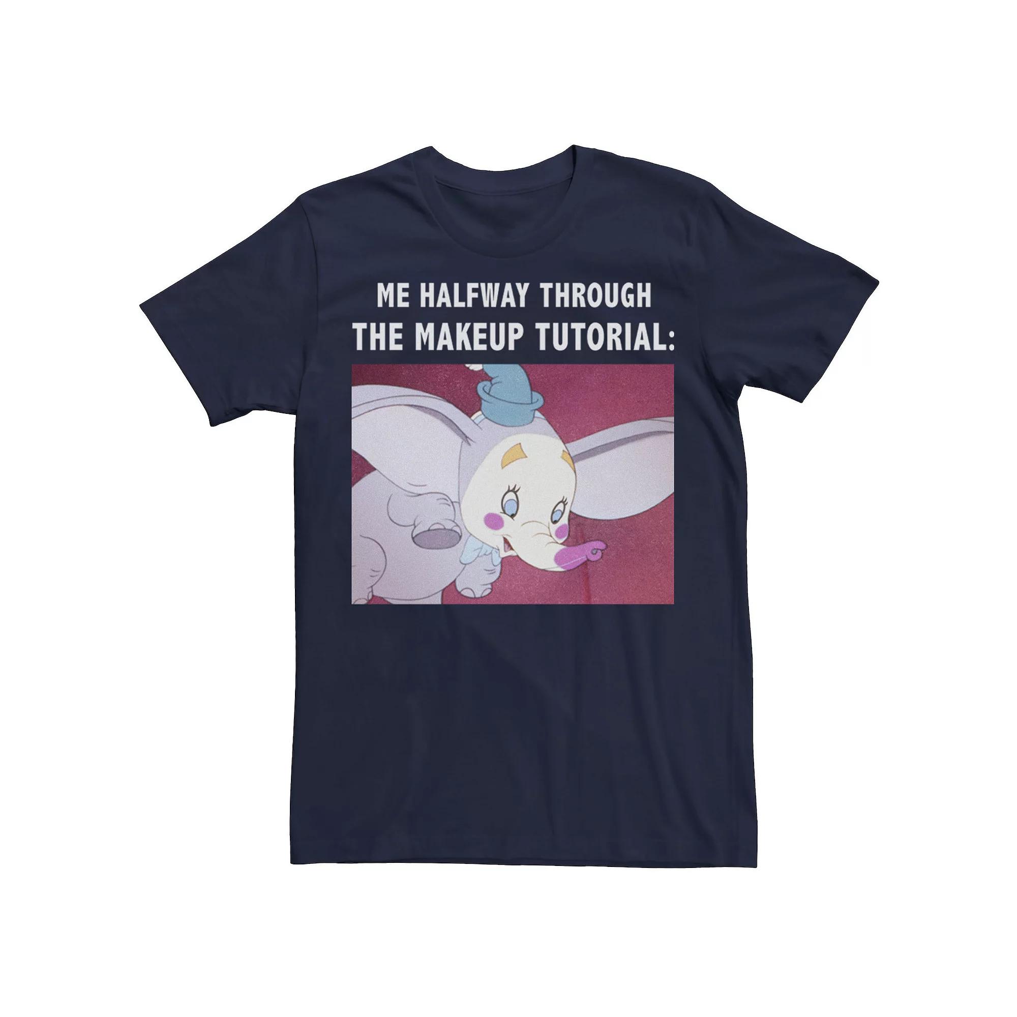 Disney's Dumbo "Me Halfway Through The Makeup Tutorial" Men's Tee, Size: Large, Blue Product Image