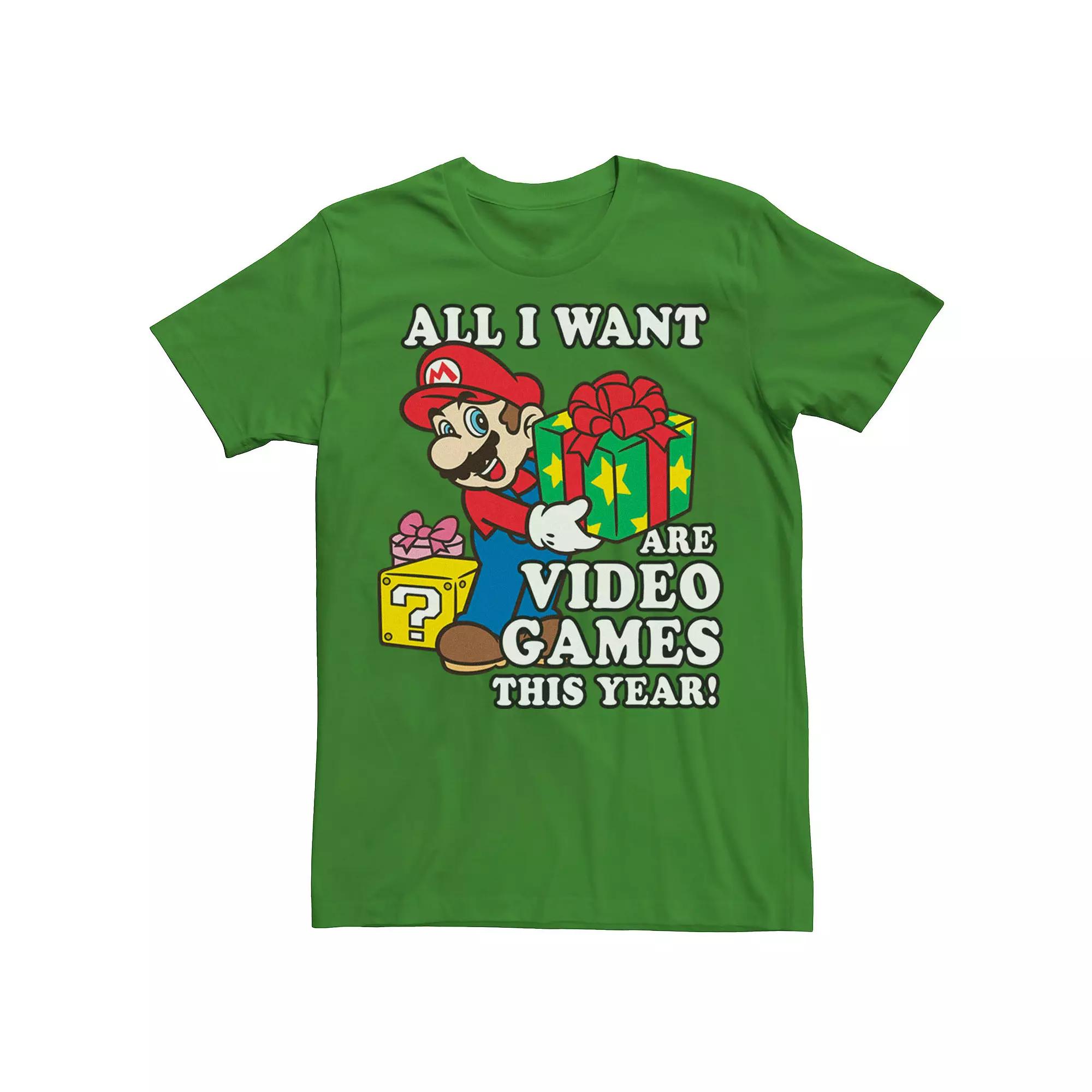 Men's Nintendo Super Mario I Want Video Games Present Graphic Tee,  Product Image