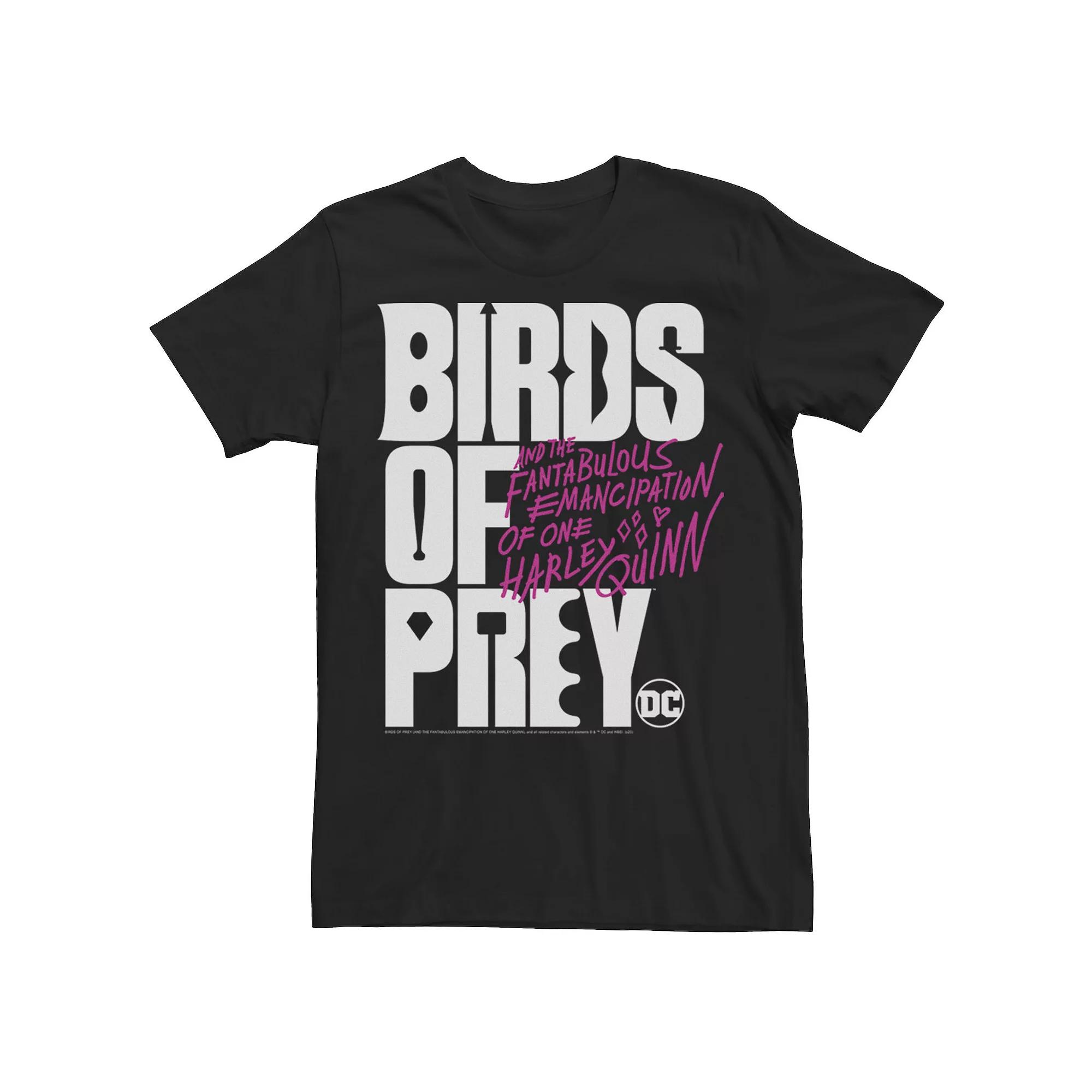 Men's Harley Quinn: Birds of Prey Stacked Text Logo Tee,  Product Image