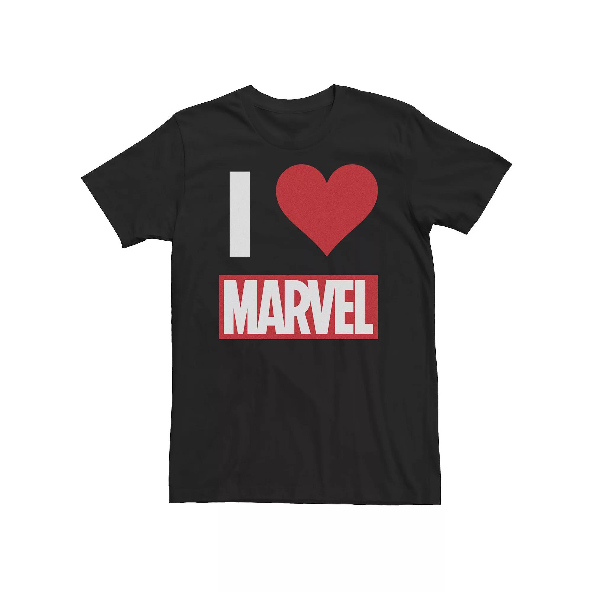 Big & Tall Marvel I HEART MARVEL Ultimate Fan Love Brick Logo Tee, Men's,  Product Image