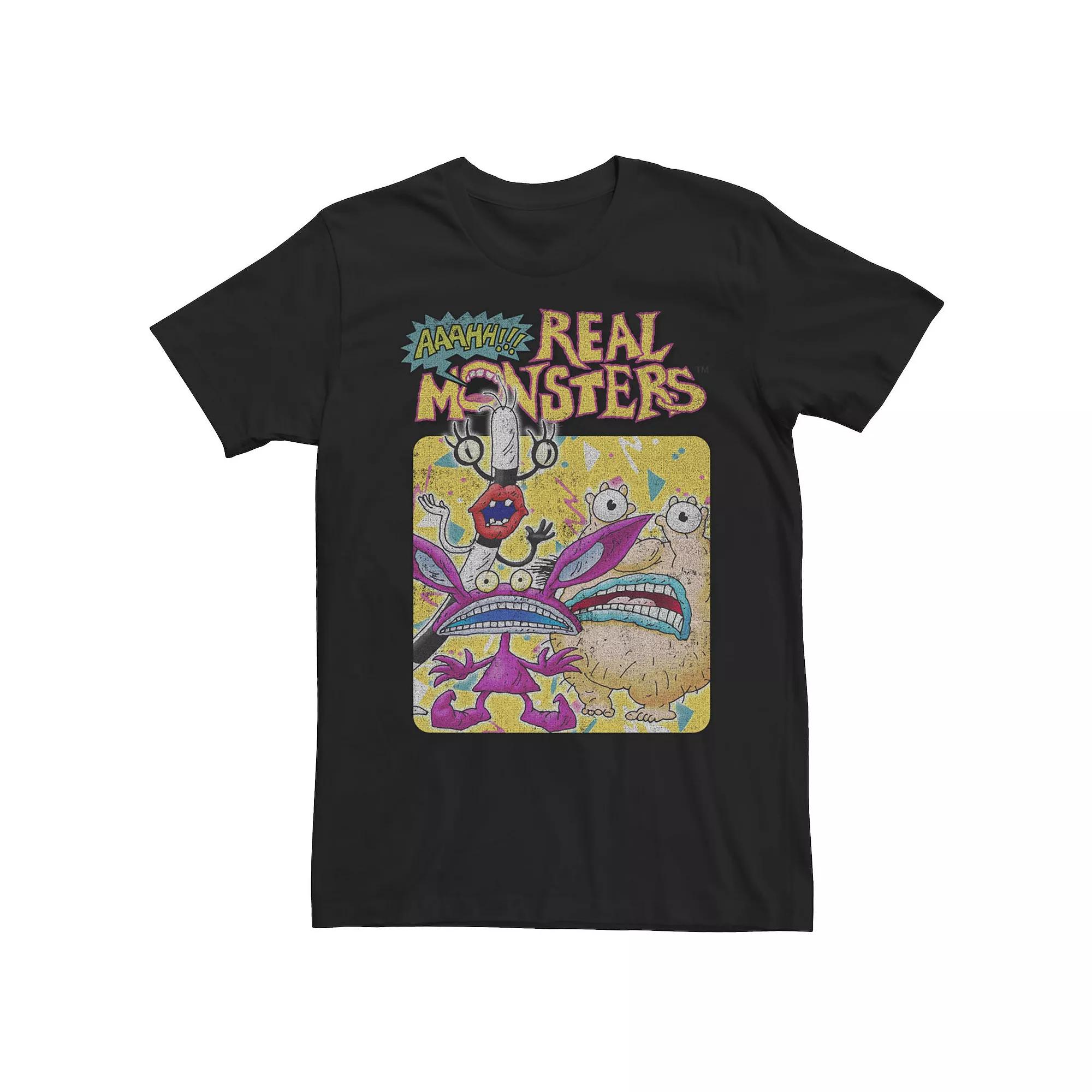 Men's Aaahh!!! Real Monsters Retro Trio Logo Tee, Size: XXL, Black Product Image