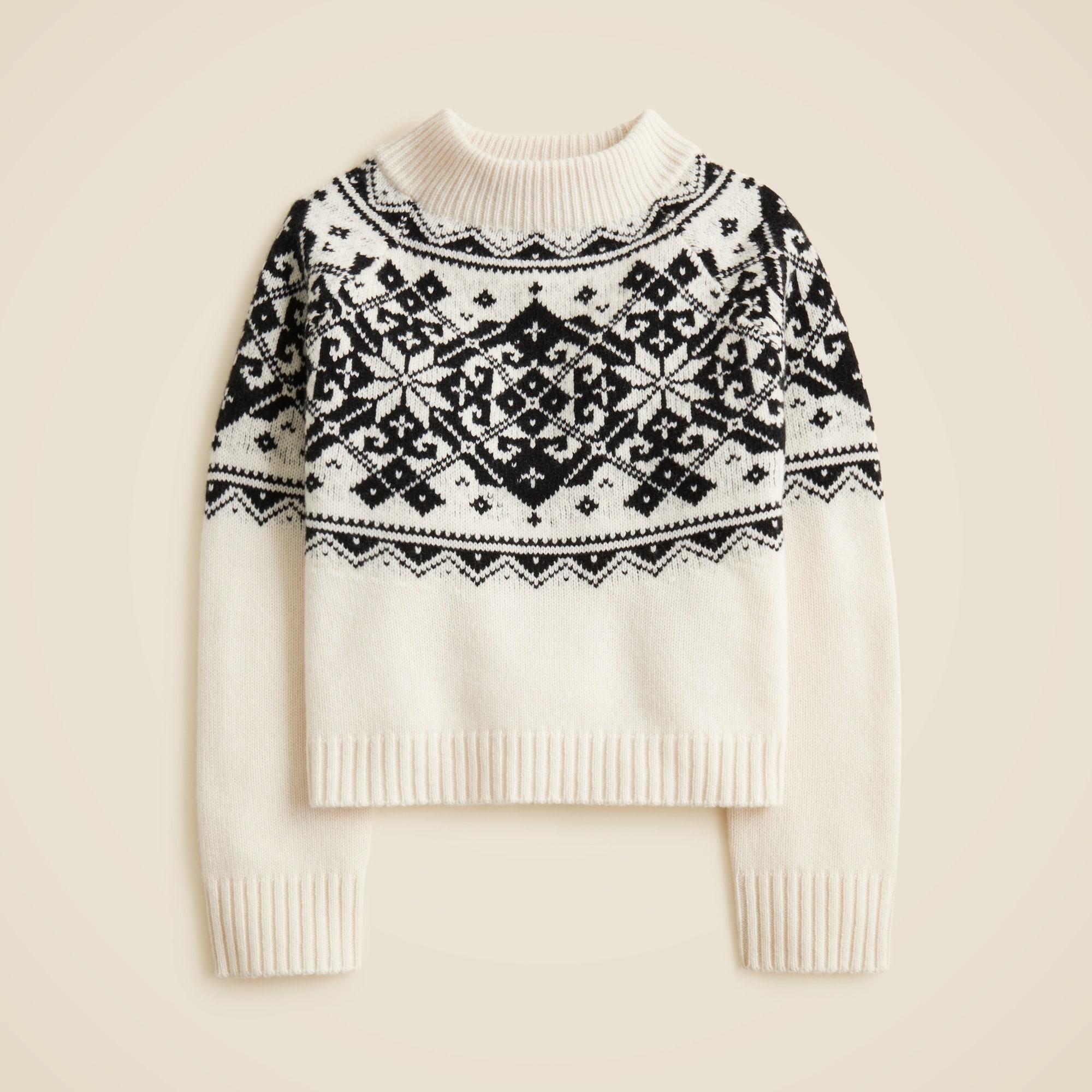 Fair Isle snowflake mockneck sweater in vintage wool Product Image