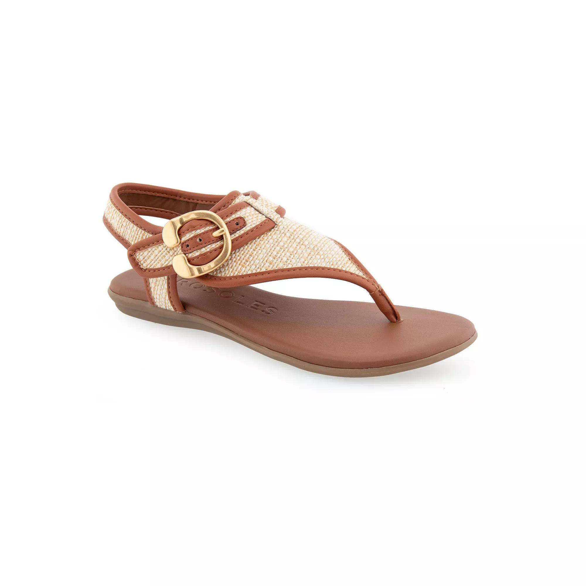 Aerosoles Isa Women's Flat Thong Sandals, Size: 6 Wide, Natural Combination Product Image