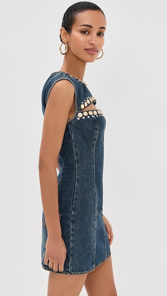AREA Crystal Button Studded Slit Mini Dress | Shopbop Product Image