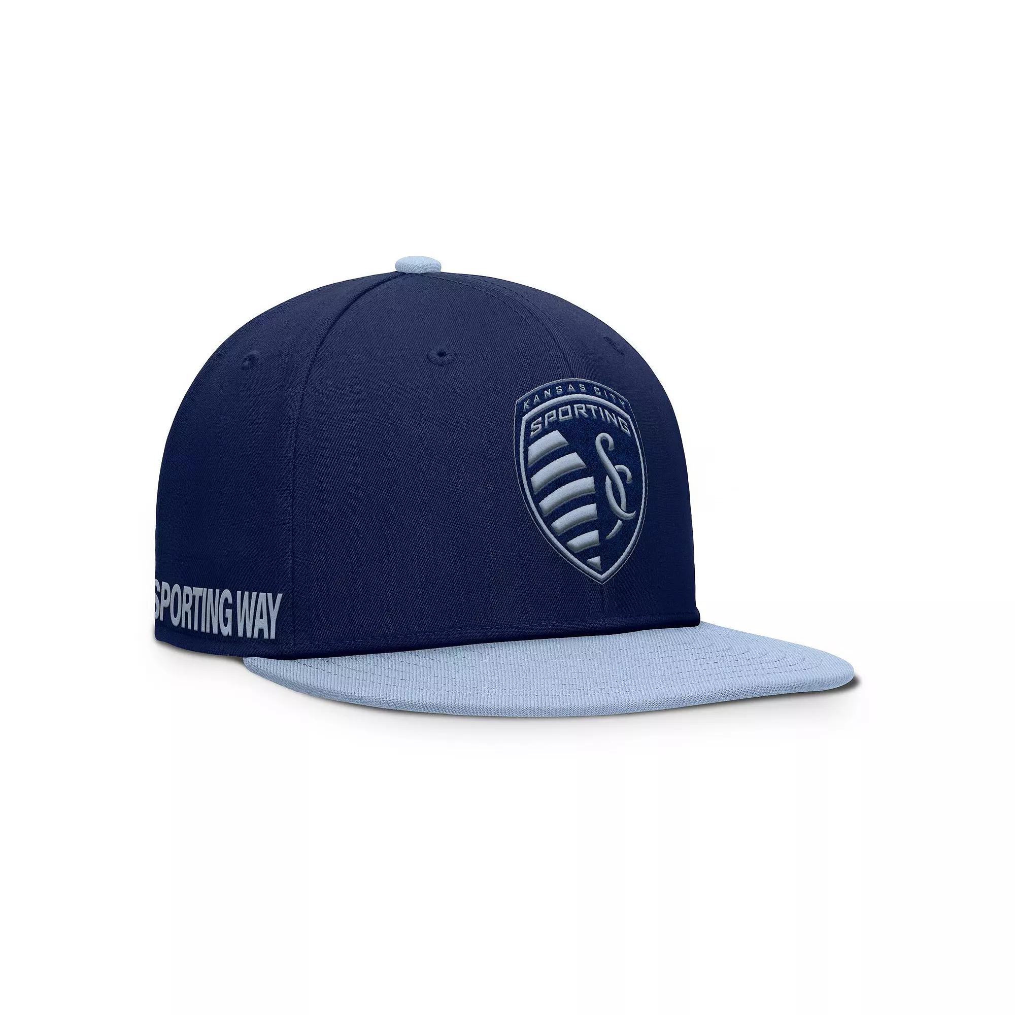 Men's Fanatics Navy Sporting Kansas City Sitter Snapback Hat, Blue Product Image