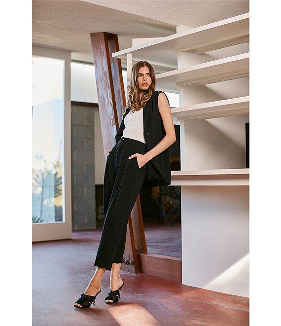 Trina Turk Larch Mid Rise Pleated Straight Cropped Pants Product Image