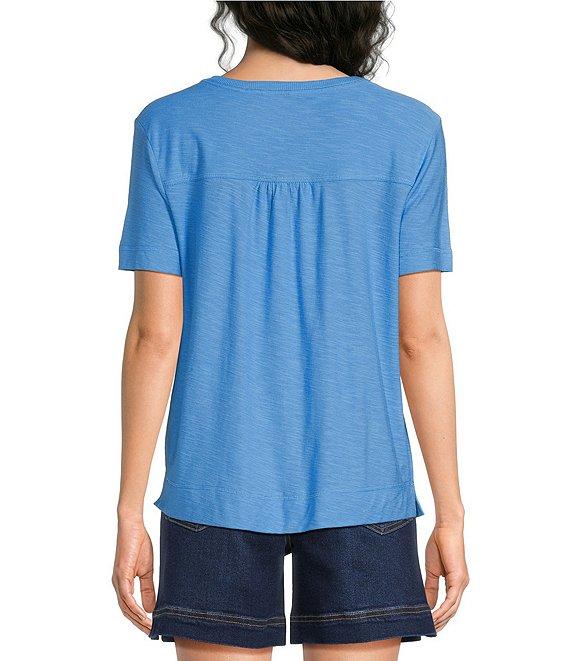 Westbound Solid Short Sleeve V-Neck Top Product Image