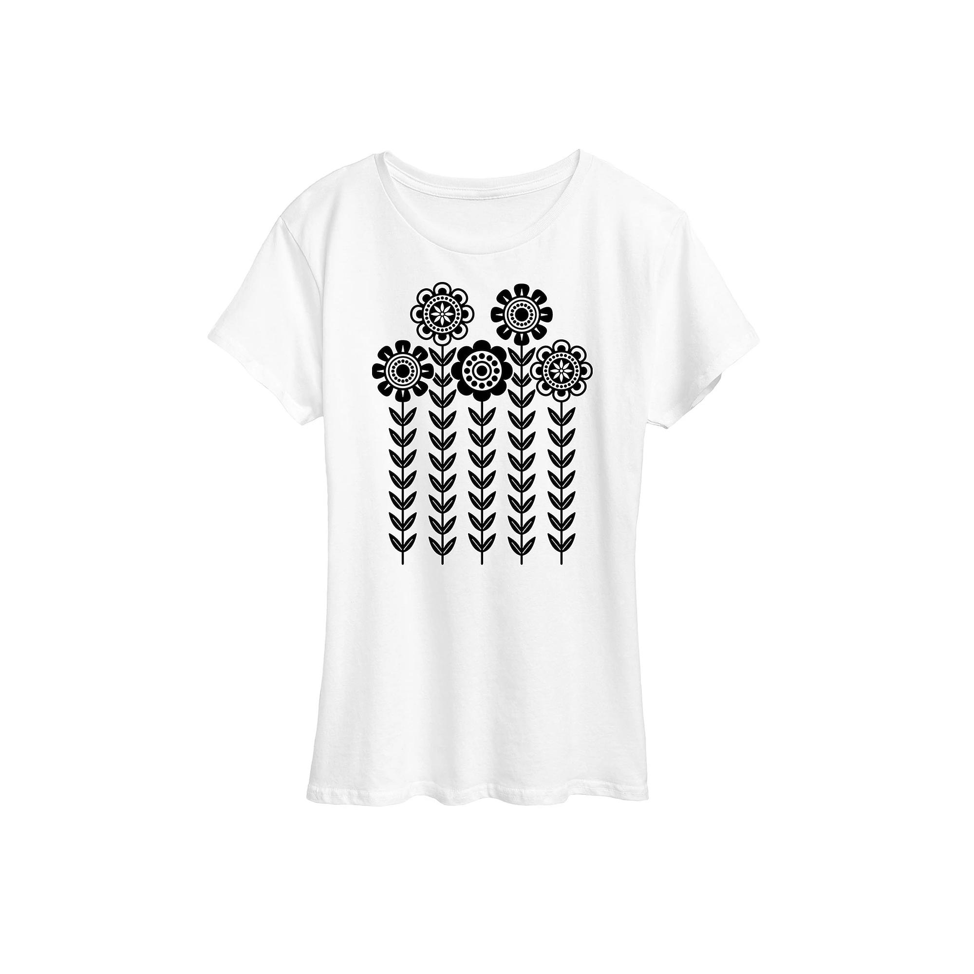 Women's Scandinavian Flowers Graphic Tee,  Product Image