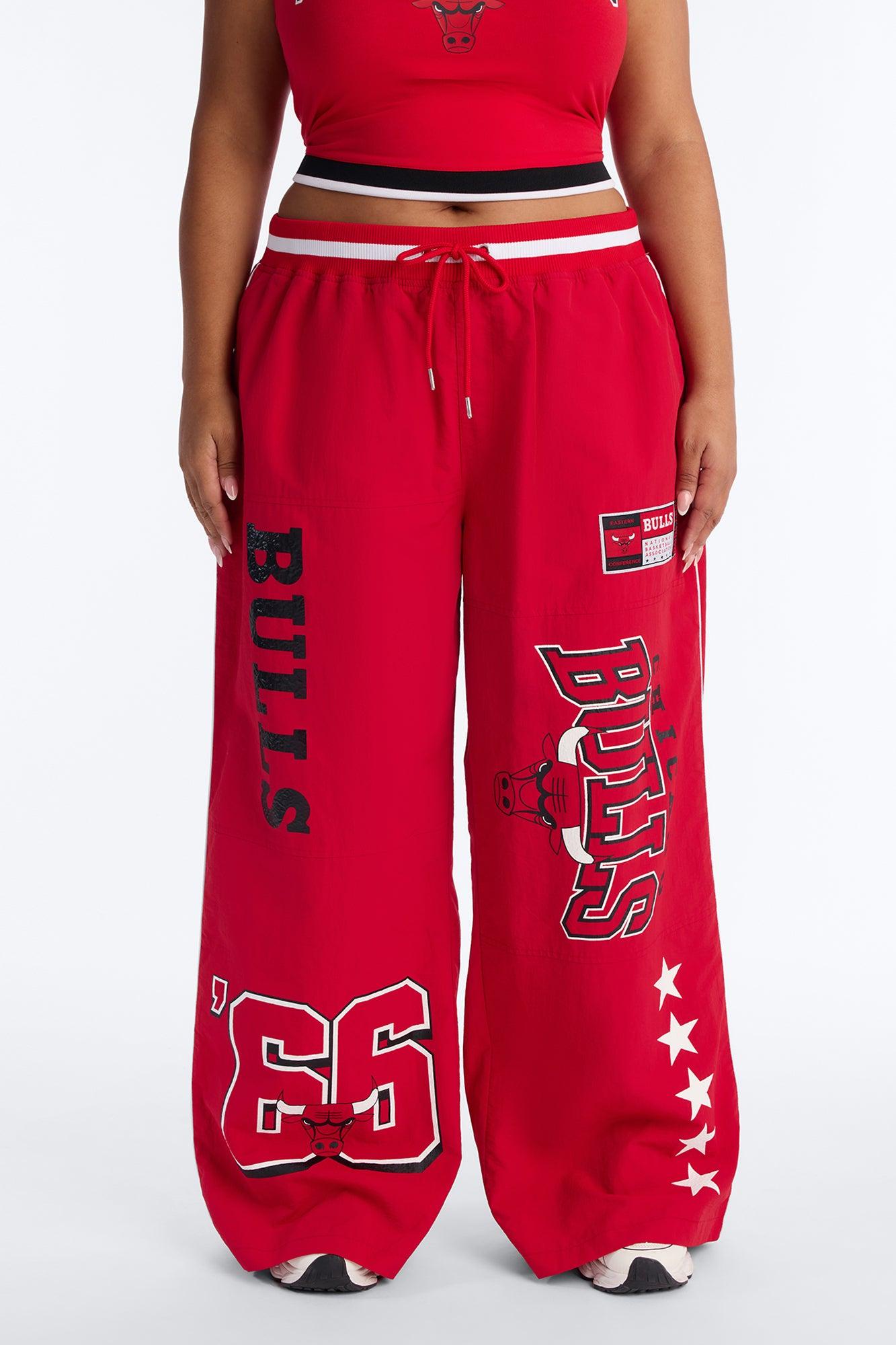 NBA Chicago Bulls Patchwork Cargo Wide Leg Pant - Red Female Product Image