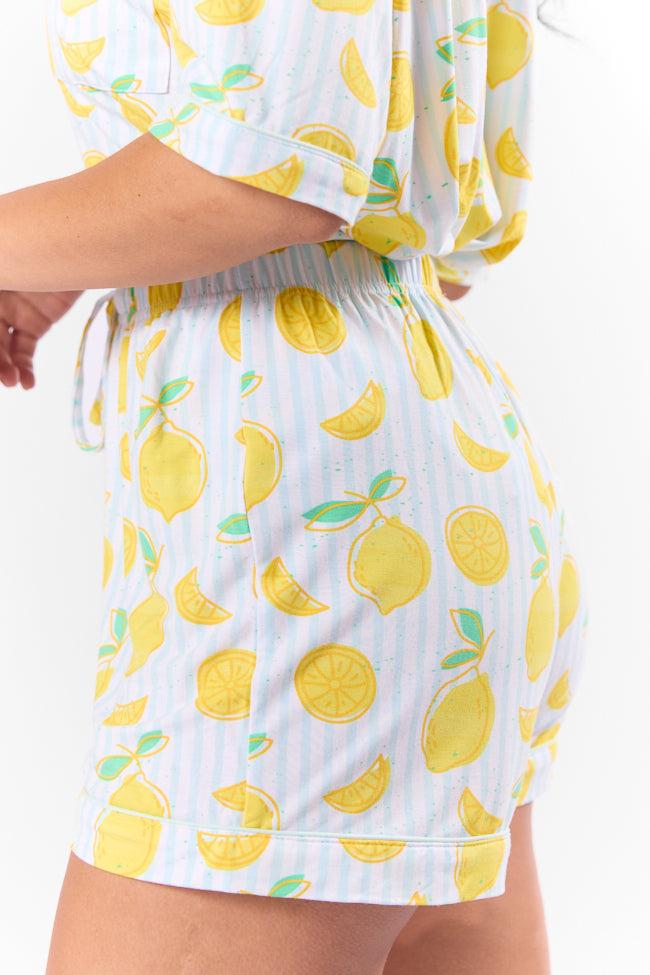 Under the Stars Lemon Print Pajama Shorts FINAL SALE Product Image