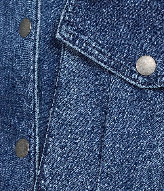 Gianni Bini Ellie Suede Collar Cropped Jean Jacket Product Image