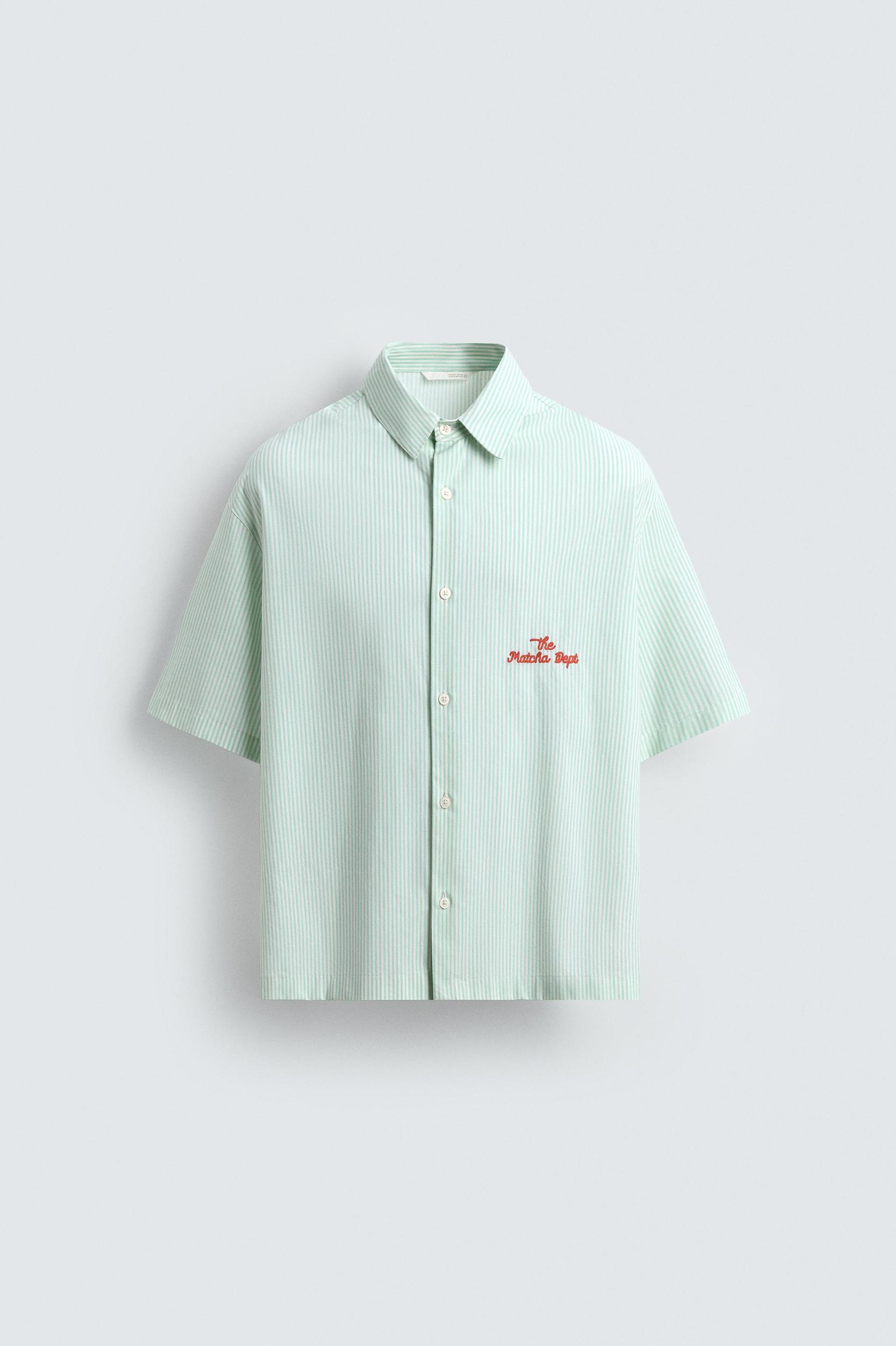 COMBINATION TEXT STRIPED SHIRT Product Image