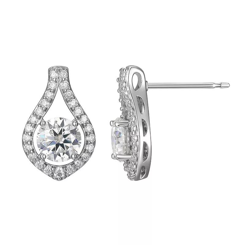 Sterling Silver Lab-Created Moissanite Teardrop Stud Earrings, Women's Product Image