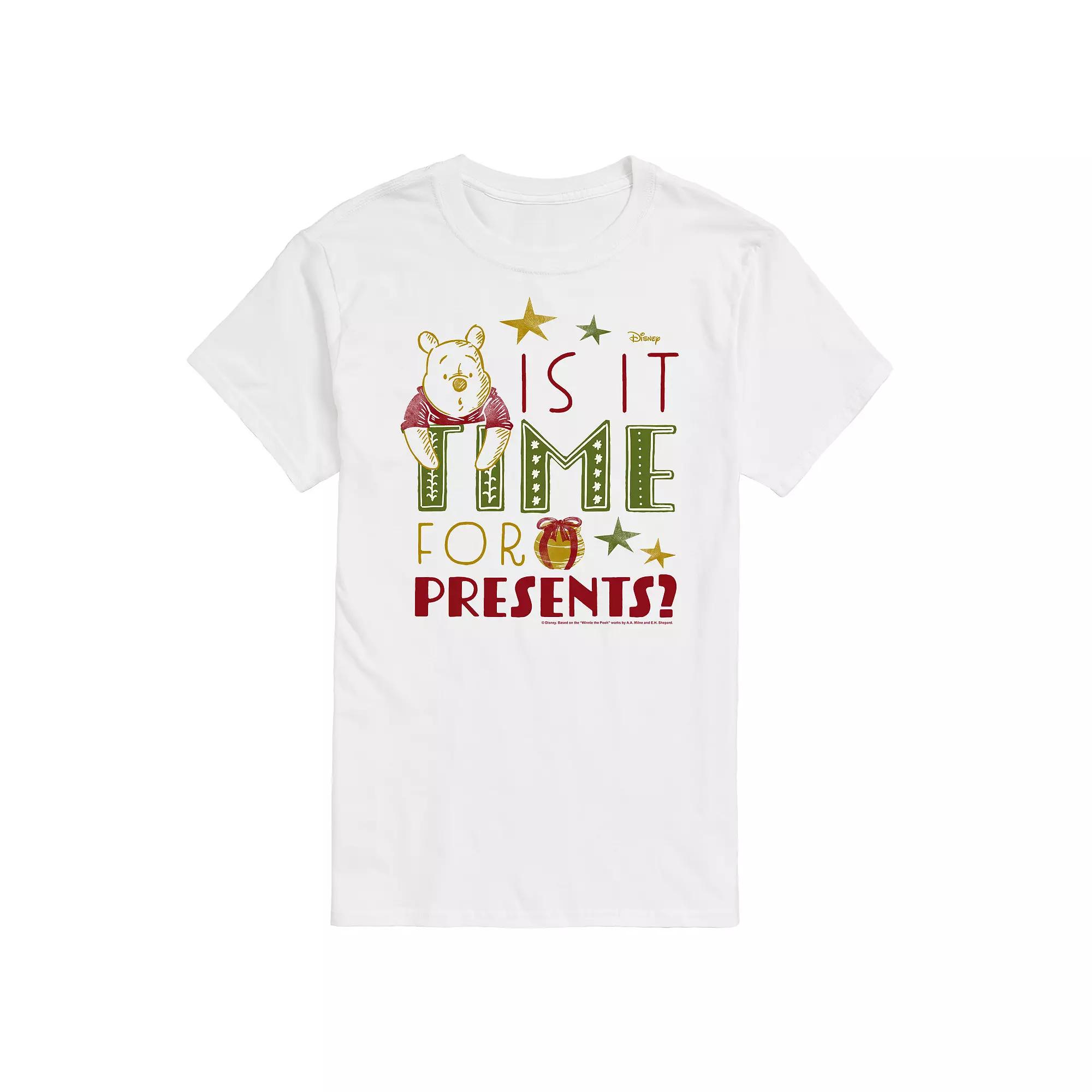 Disney's Winnie The Pooh Men's Is It Time For Presents Graphic Tee,  Product Image