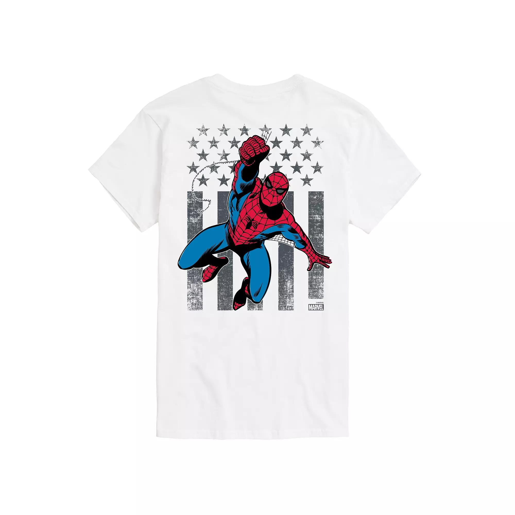 Men's Marvel Spider-Man Swinging USA Flag Tee,  Product Image