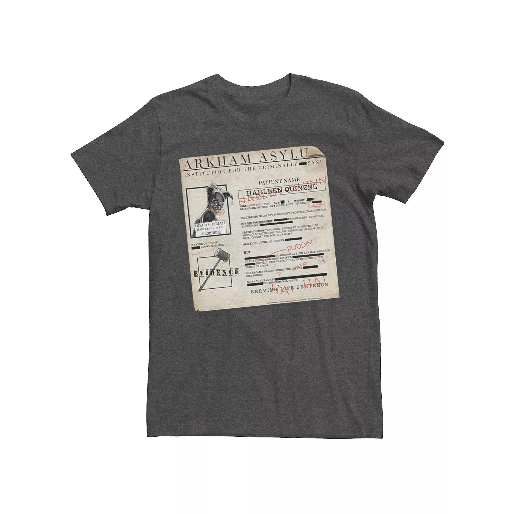 Men's Batman Harley Quinn Akham Asylum Records Tee,  Product Image