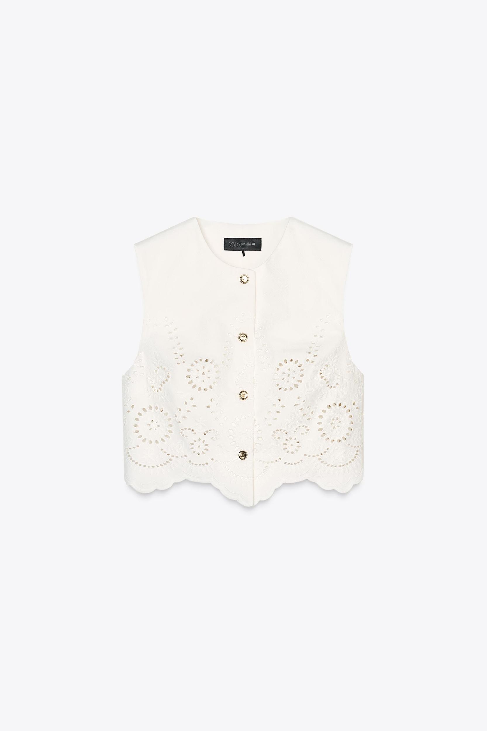 EMBROIDERED EYELET VEST TOP Product Image