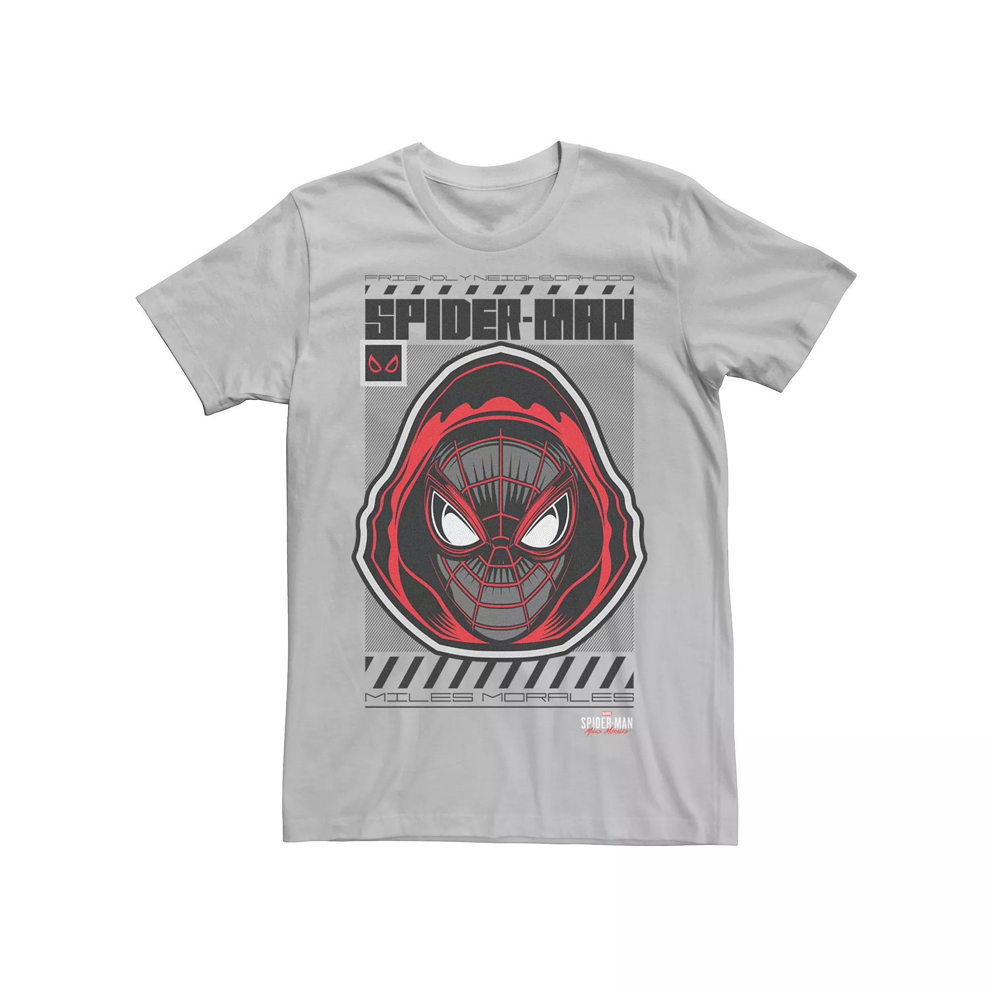 Men's Marvel Spider-Man Miles Morales Mask Tech Poster Tee, Size: Large, Silver Product Image