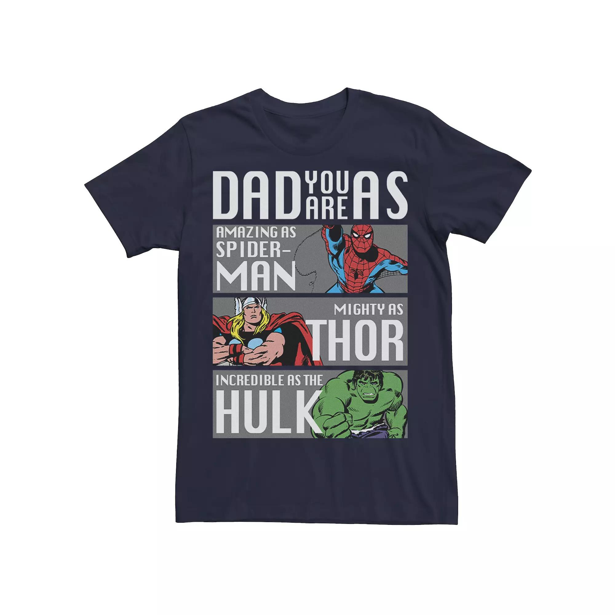 Men's Marvel Spider-Man Thor Hulk Dad You Are As Panels Graphic Tee,  Product Image