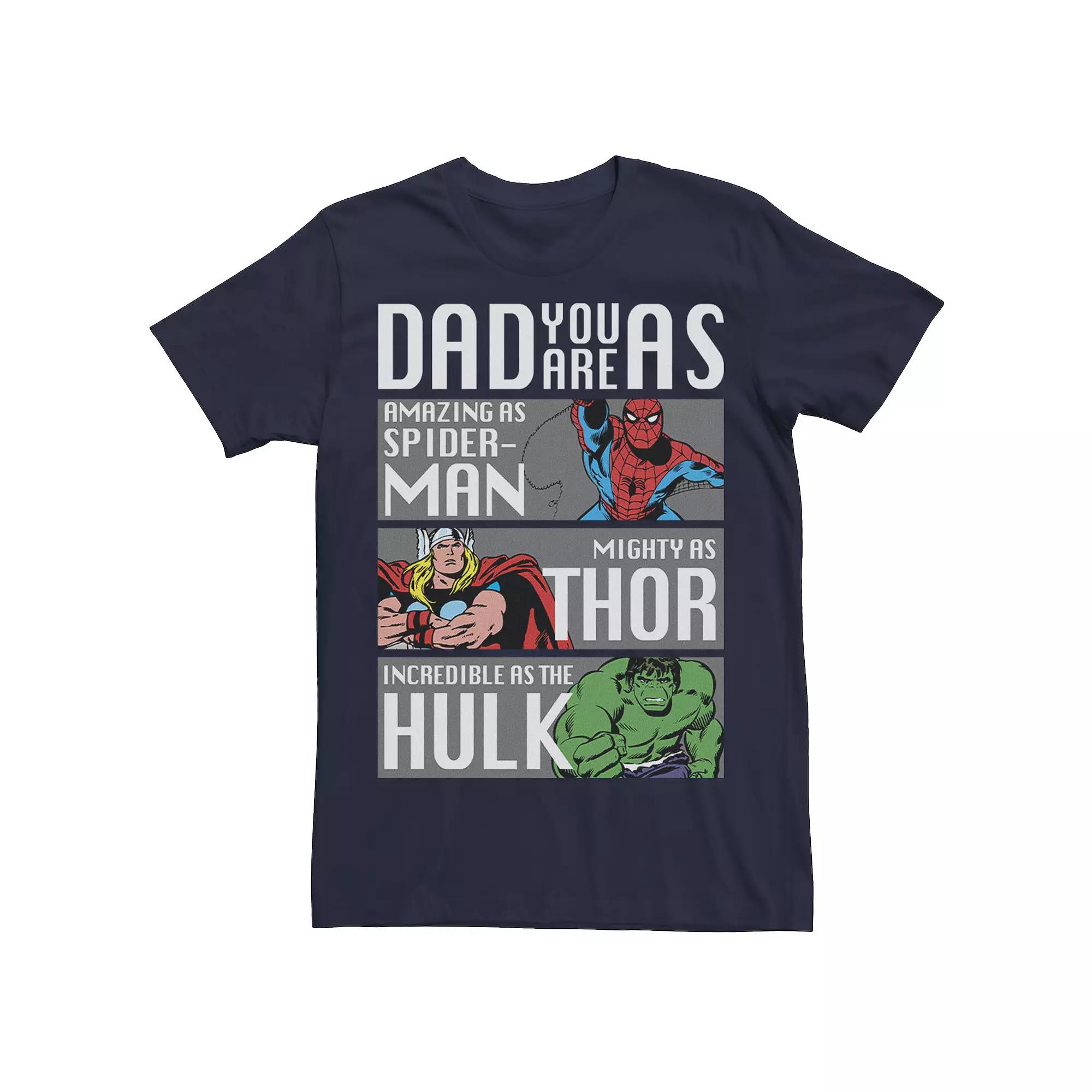 Men's Marvel Spider-Man Thor Hulk Dad You Are As Panels Graphic Tee,  Product Image