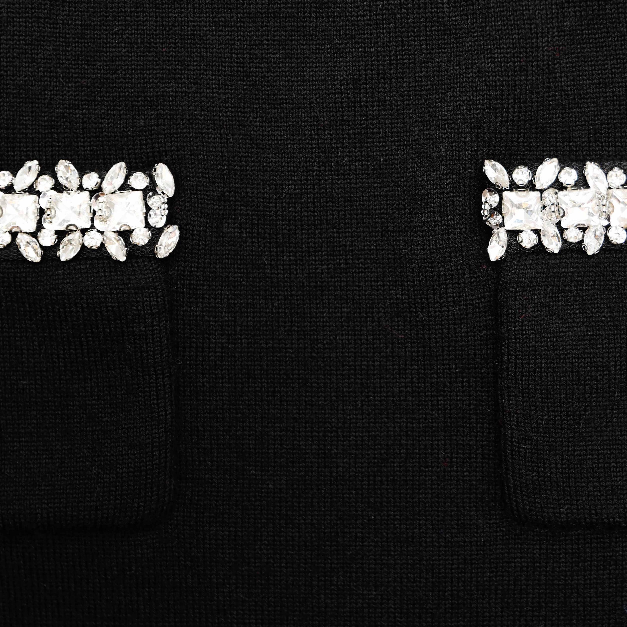 Black Knit Embellished Mini Skirt Product Image