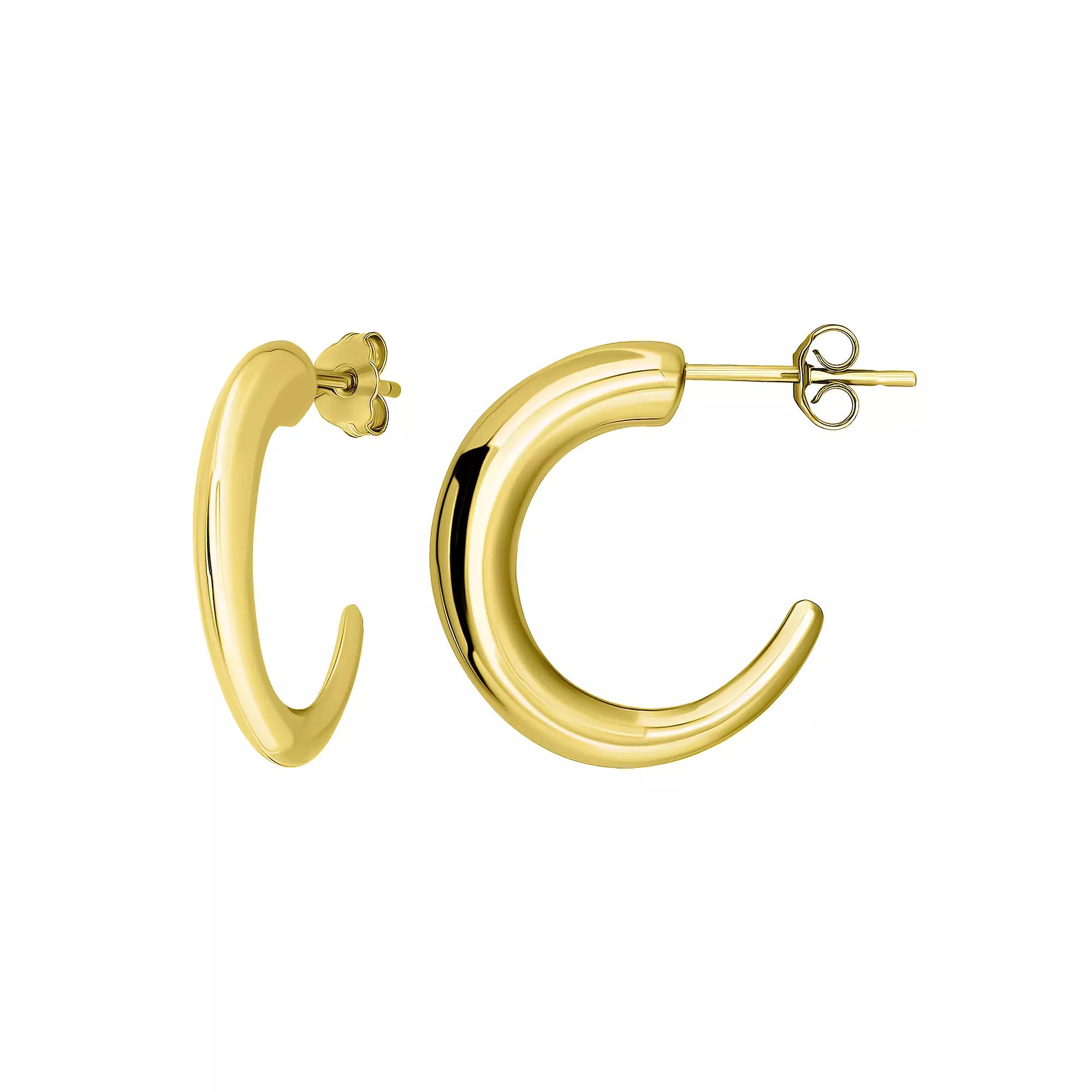 Aleure Precioso Polished Sterling Silver Graduated Half Hoop Earrings, Women's Product Image