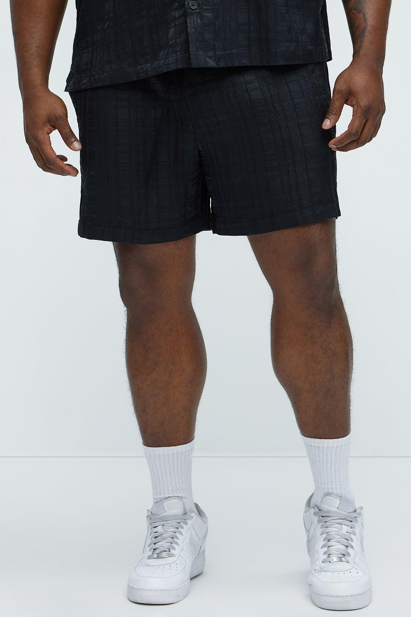 Plaid Crinkle Shorts - Black Product Image