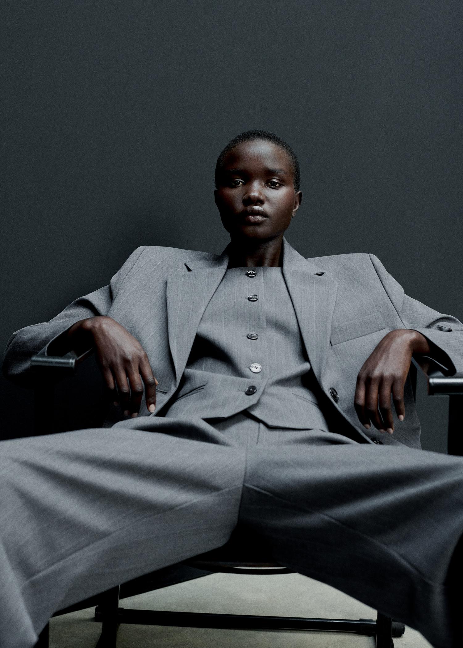 Pinstripe suit trousers - Women | MANGO USA Product Image