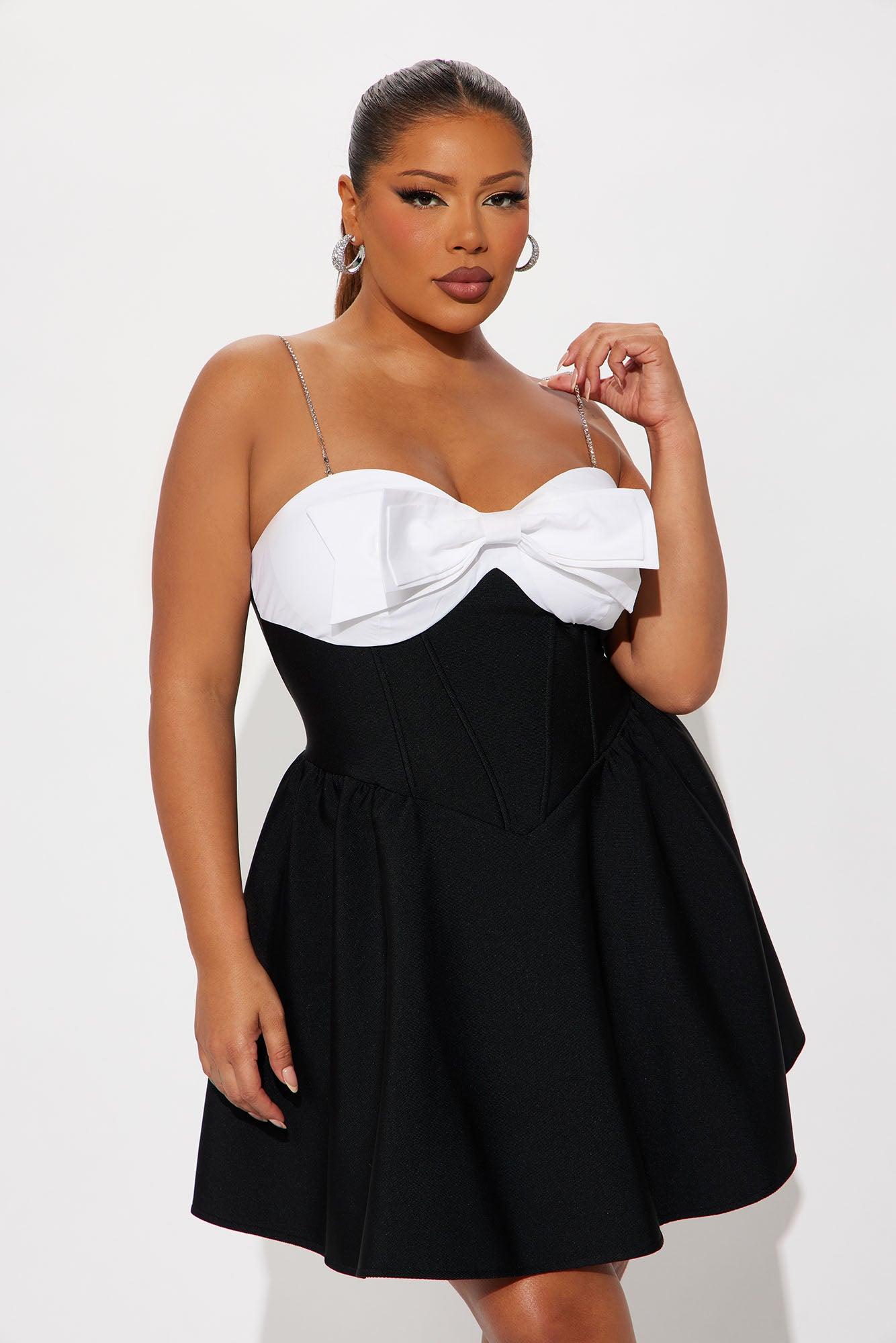 Old Hollywood Bandage Mini Dress - Black/White Product Image