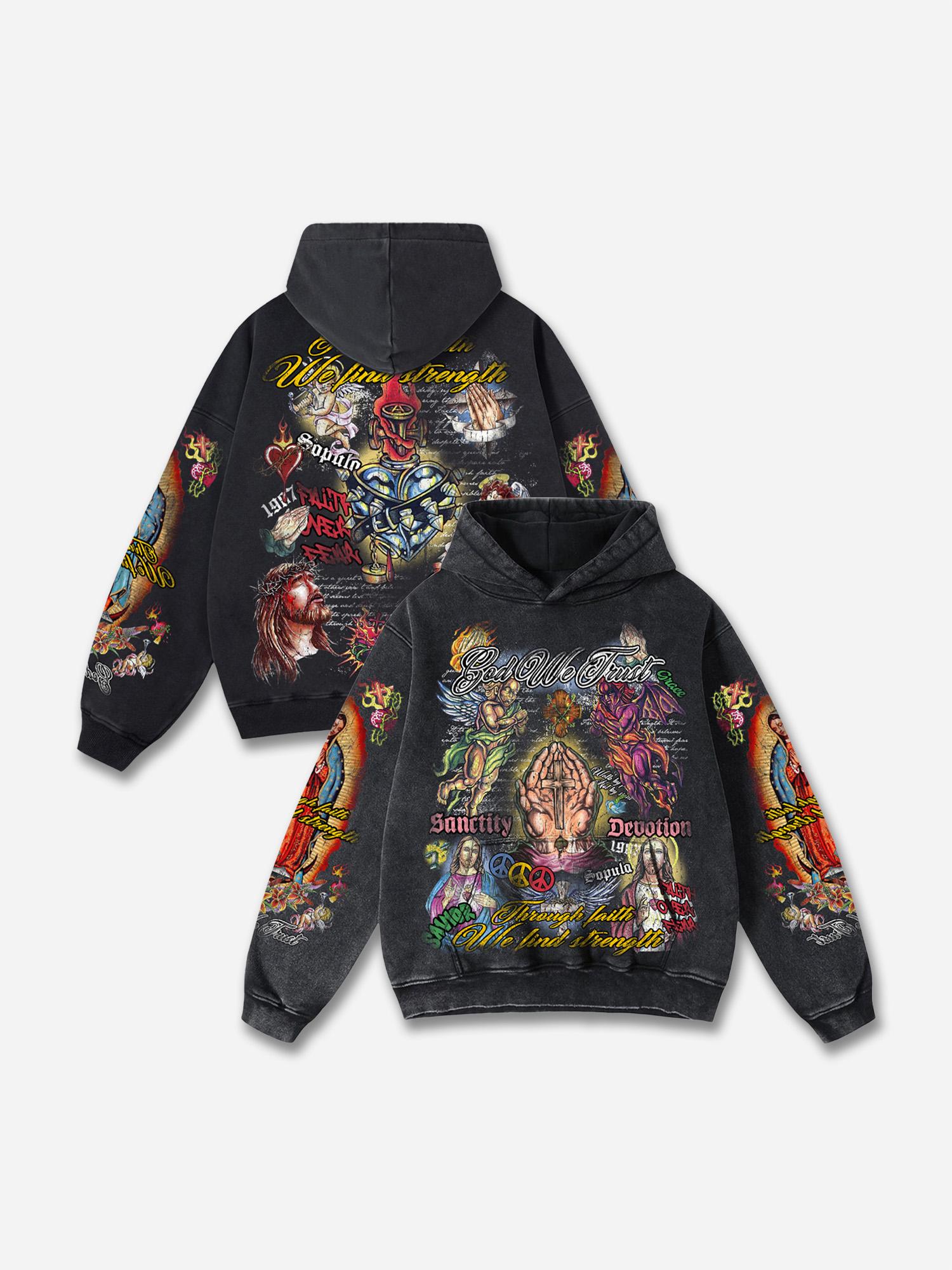 Fly By Choice X Spacestation Graphic Print Acid Wash Hoodie Product Image