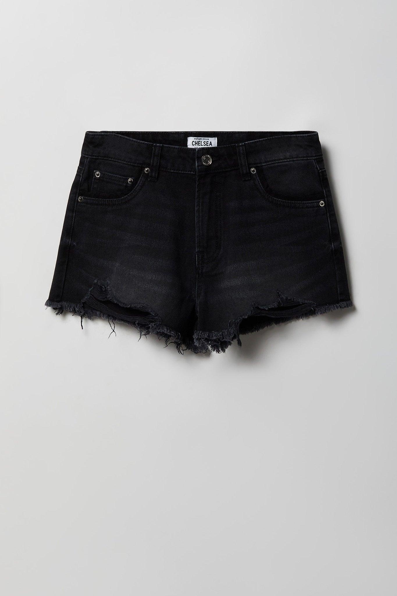 Lace Trim Denim Short Female Product Image