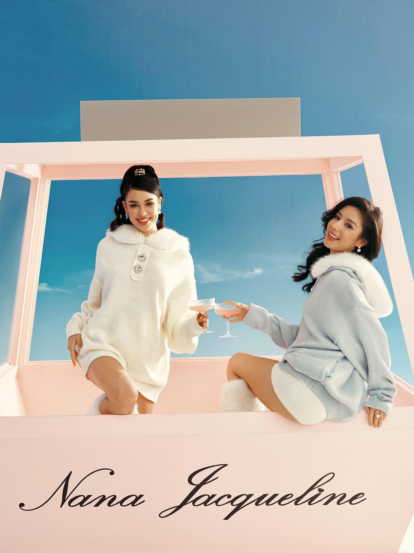 Ava Fur Sweatshirt (Blue) (Final Sale) Product Image