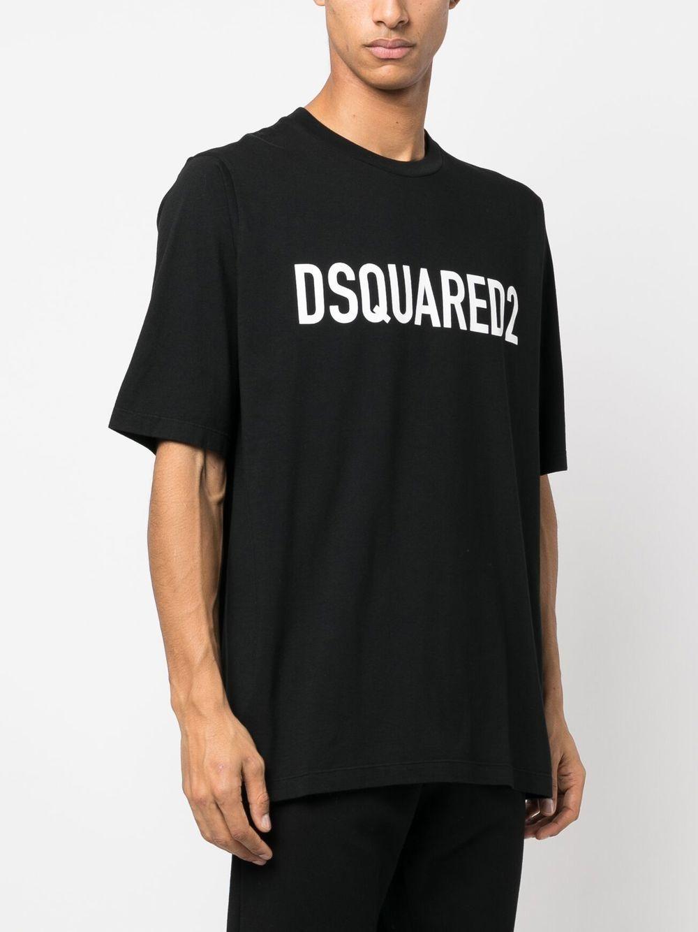 DSQUARED2 Mens Black Brand-print Crewneck Regular-fit Cotton-jersey T-shirt Product Image