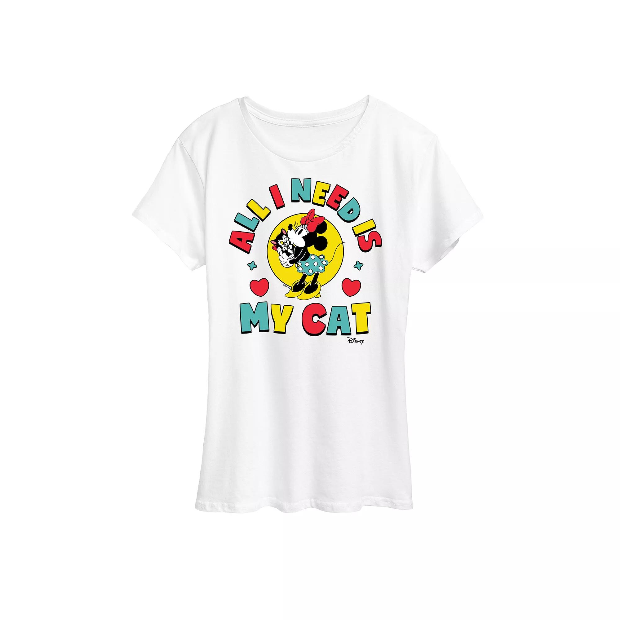 Disney's Minnie Mouse & Figaro Plus All I Need Is My Cat Graphic Tee, Women's,  Product Image