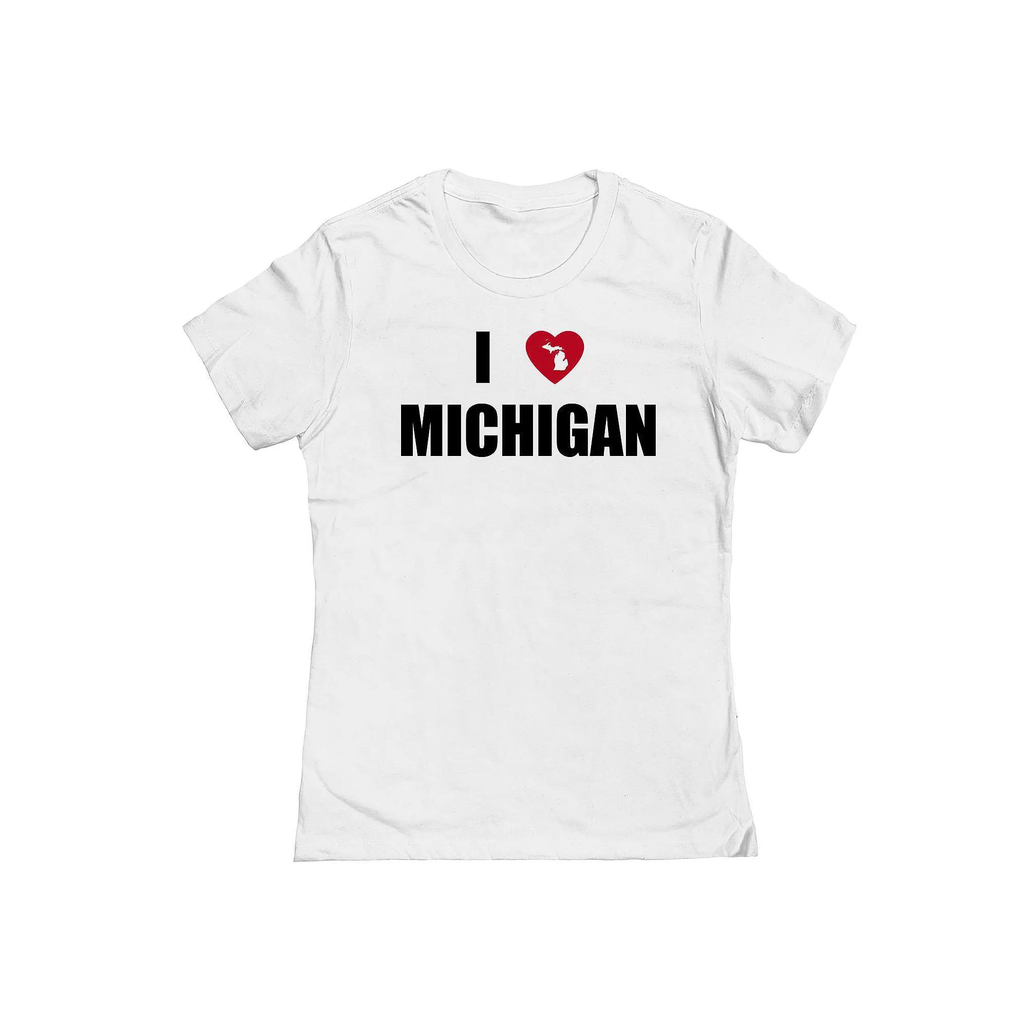Junior's I Heart Michigan Graphic Tee, Women's,  Product Image