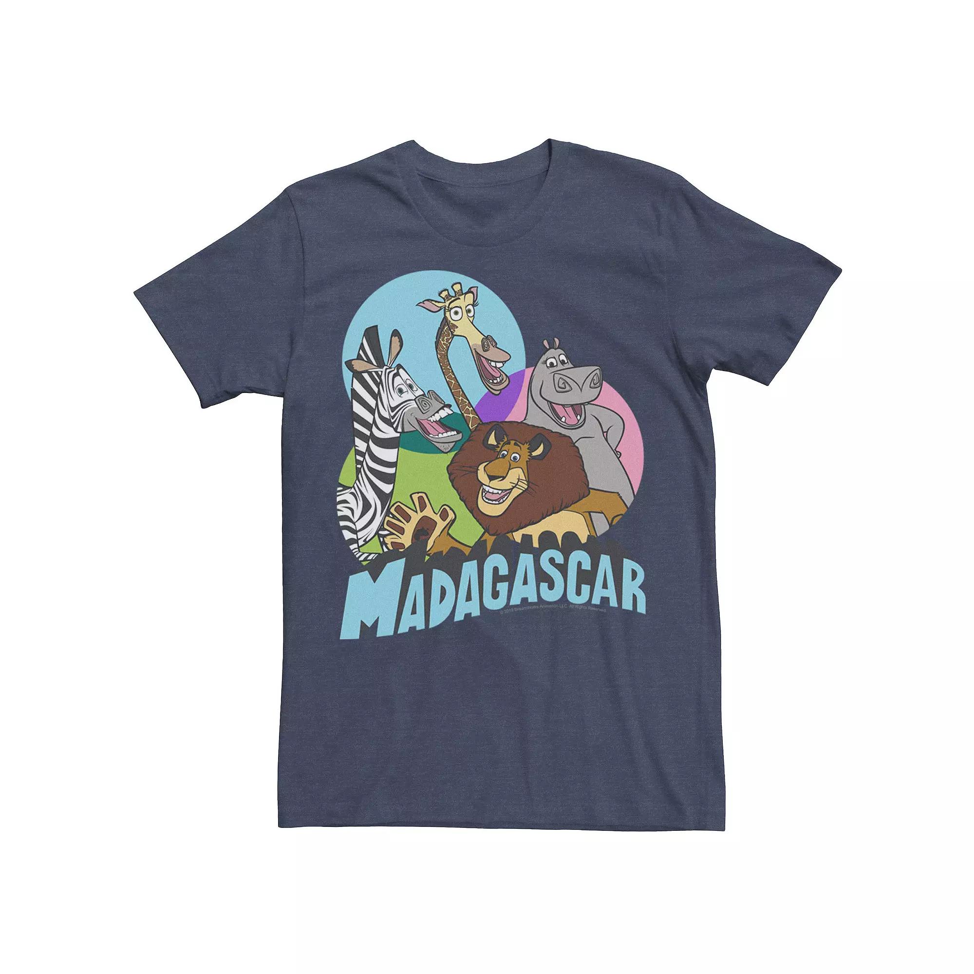 Men's Madagascar Cartoon Group Shot Pop Color Poster Graphic Tee,  Product Image