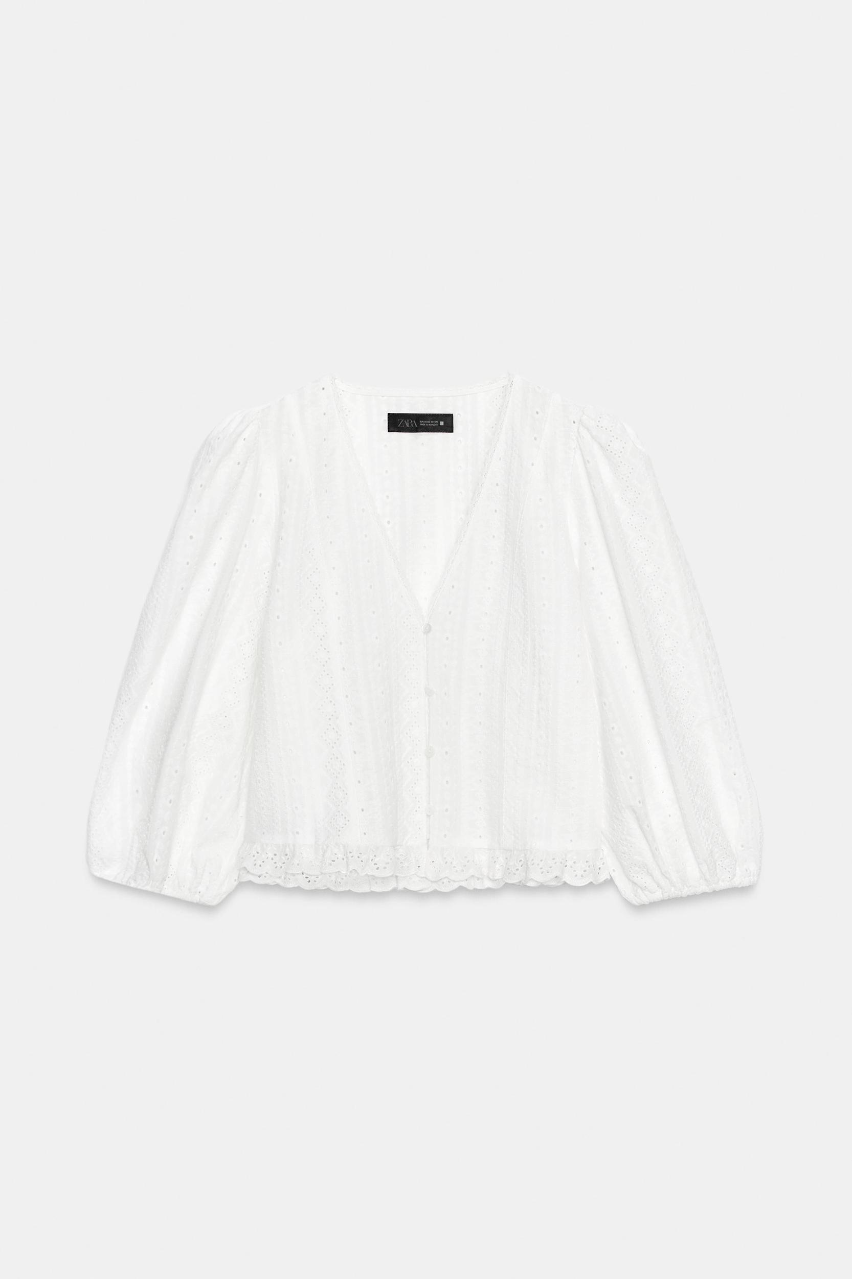 EMBROIDERED EYELET BLOUSE Product Image