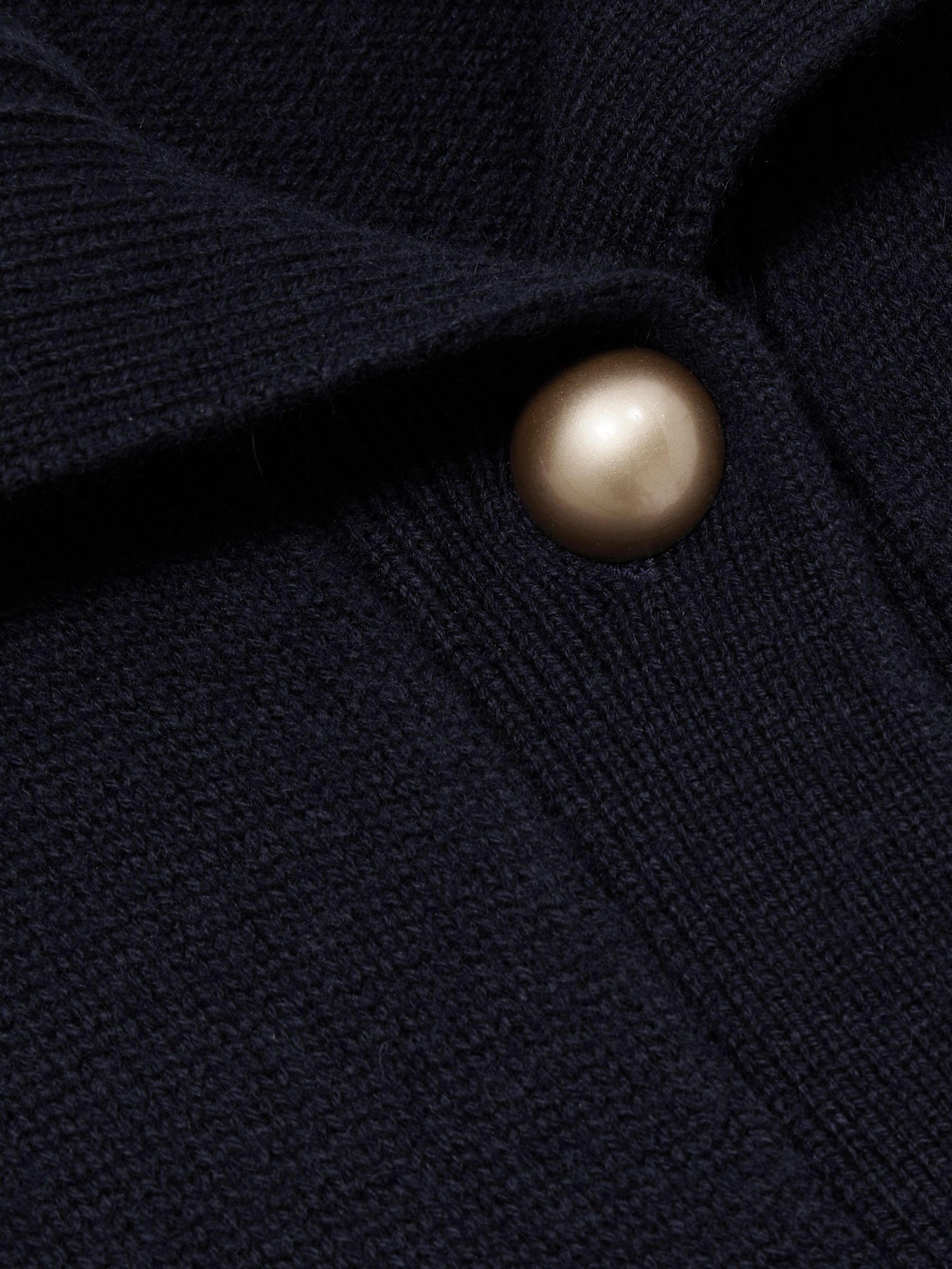 Wool-Cashmere Spread Collar Cardigan in Navy Product Image