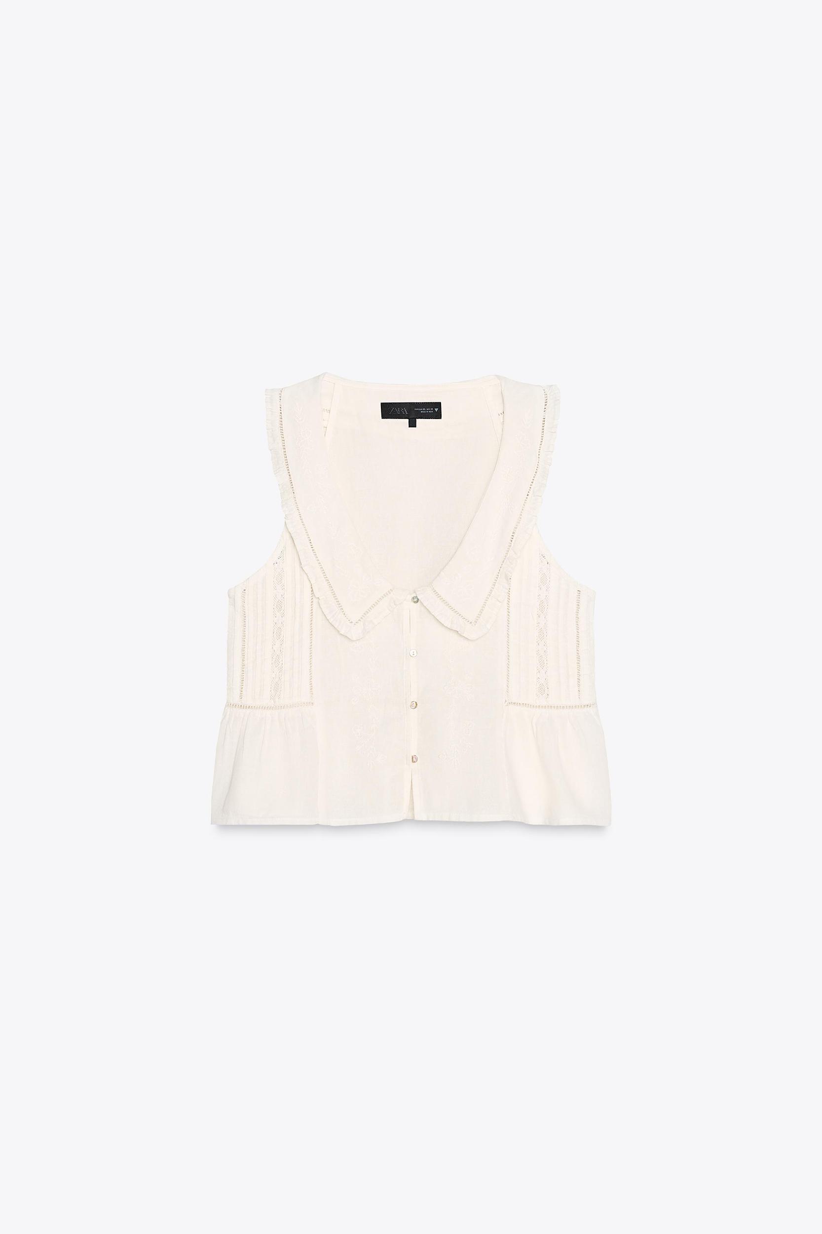 EMBROIDERED PETER PAN COLLAR TOP Product Image