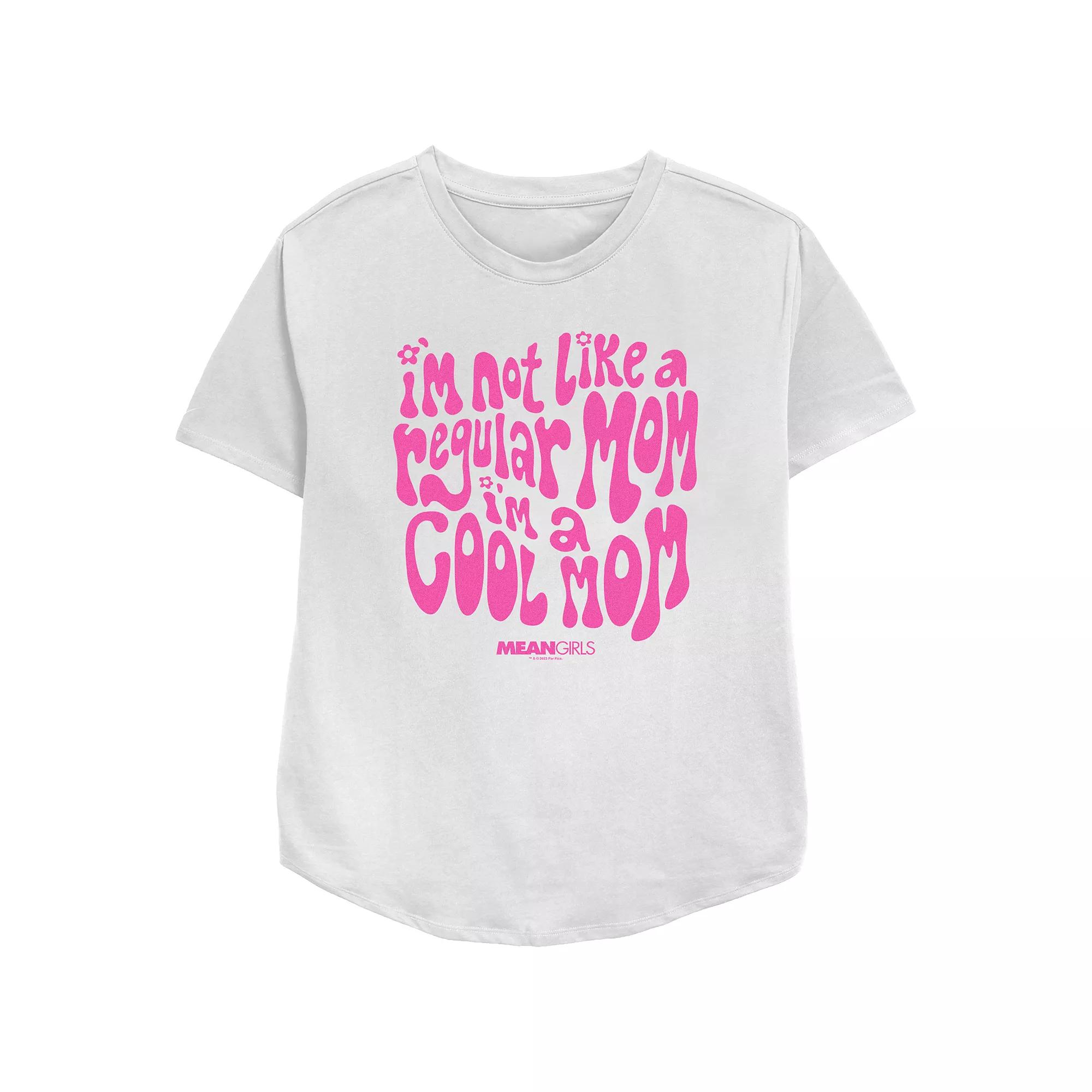 Women's Mean Girls I'm Not A Regular Mom I'm A Cool Mom Groovy Font Relaxed Fit Graphic Tee,  Product Image
