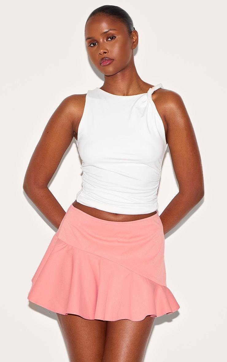 Apricot Tailored Woven Scalloped Edge Mini Skirt Product Image